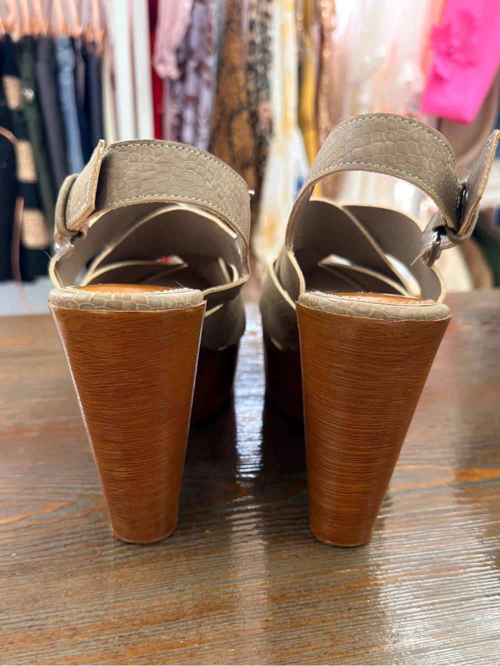 🍀3/$30 a.n.a Tan Crisscross Platform Wedge Sandals